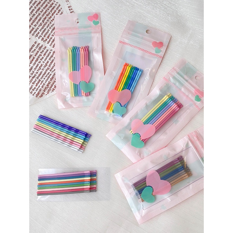Set 10 Cái Kẹp Tóc Màu Sắc Đơn Giản Phong Cách Hàn Quốc Kẹp Gợn Sóng Màu Kẹo Phụ Kiện Tóc Nữ