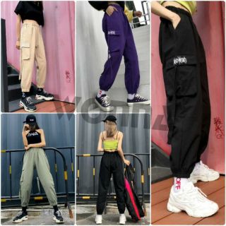 mua 1 tặng 1 Quần jogger kaki túi hộp dây chữ bo gấu unisex basic