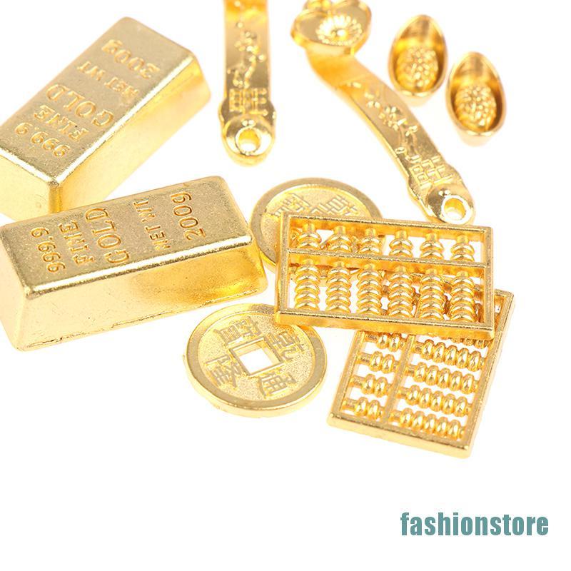 Mô hình đồng tiền mini màu vàng đồng tỉ lệ 1:12 dành cho trang trí nhà búp bê tiểu cảnh