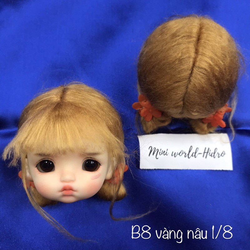 Wig len Tóc giả dành cho búp bê BJD Size 1/8, Baboliy, Amy handmade.