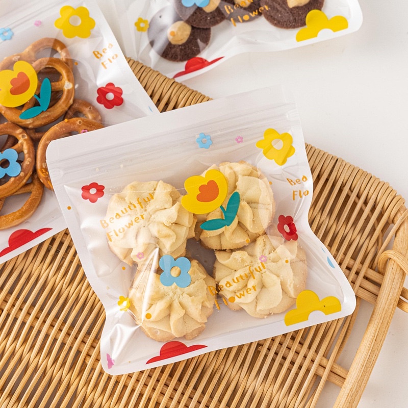 set 10 túi zip hoa nhỏ size 13.5 x 13.5 cm