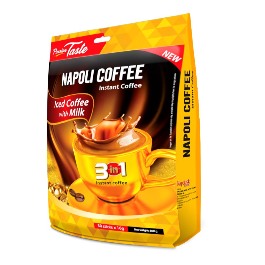 Cà phê hòa tan sữa dây Napoli Coffee 3in1 - 10 gói x 16g -sẽ mang lại hương vị ngọt thơm béo từ sữa ,vị đắng hạt cà phê