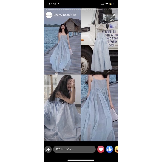 váy xanh cherry coco new tag