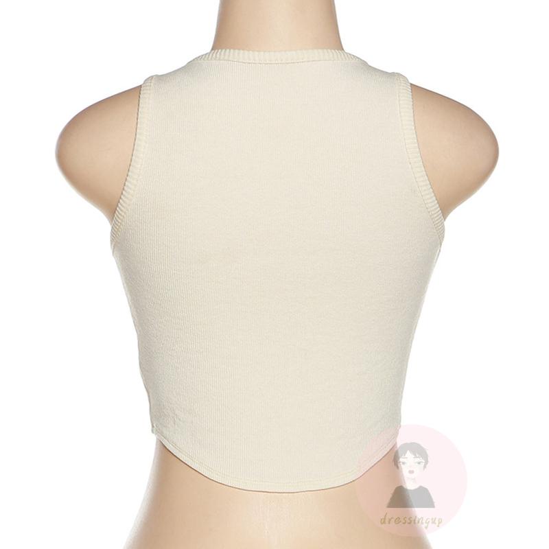 Áo Tank Top Không Tay Cổ Tròn In Chữ Thời Trang Mùa Hè Dành Cho Nữ