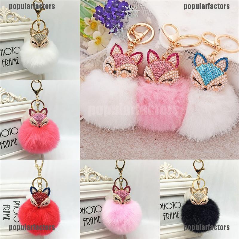 Móc Khóa Hình Con Cáo Đính Ngọc Trai Sang Trọng