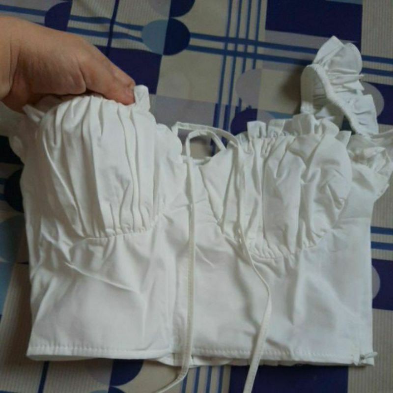 Áo croptop trắng quai bèo kèm ảnh thật | BigBuy360 - bigbuy360.vn
