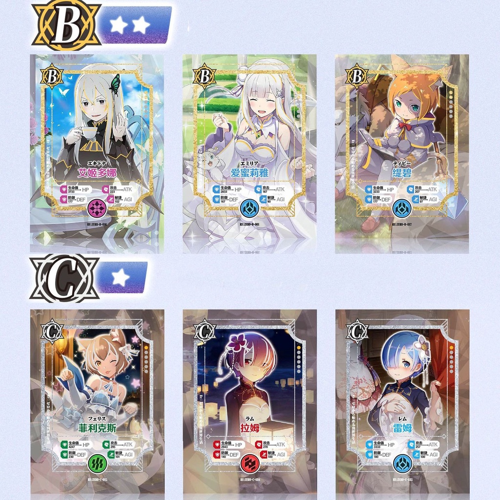 Set 3 Thẻ Nhân Phẩm Anime Re:Zero