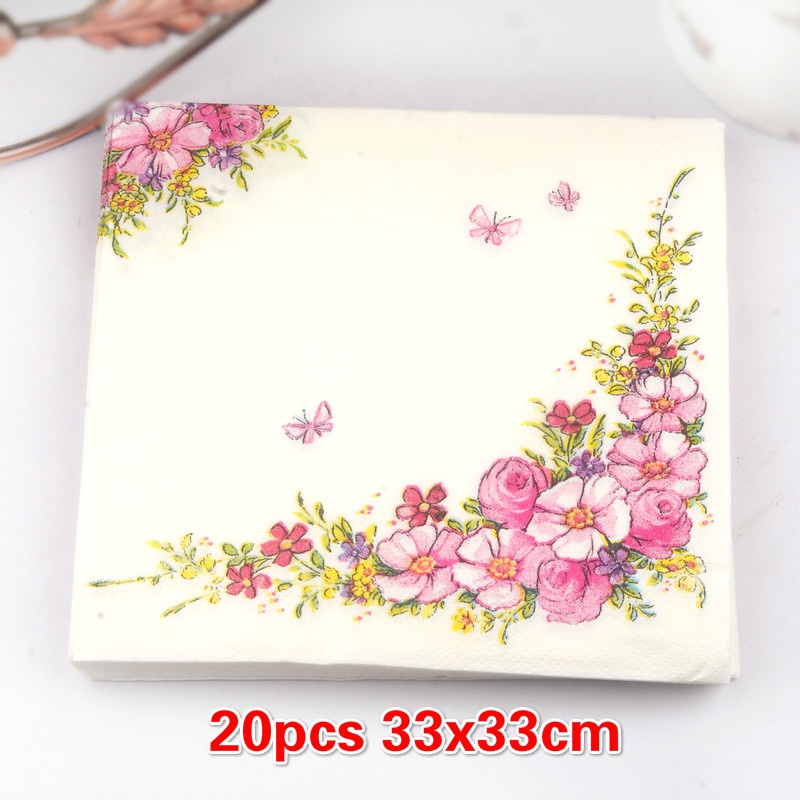 Khăn Ăn Dùng Một Lần In Họa Tiết Hoa Và Bướm Cho Nhà Bếp / Tiệc Cưới