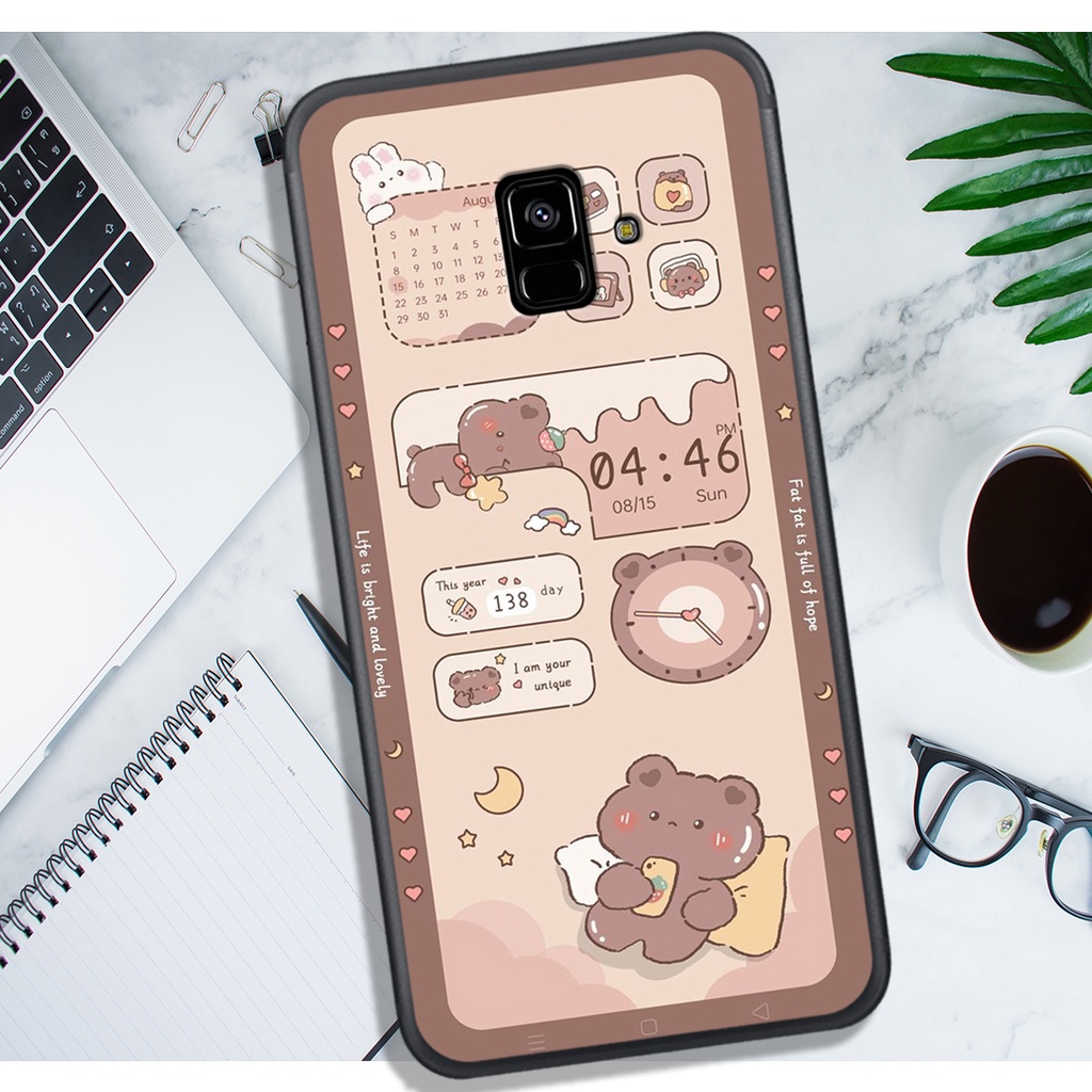 Ốp Lưng Samsung A5 2018 - A8 2018 - A6 2018 - J6 2018  , In Hình Gấu Cute, màu sắc bắt mắt.