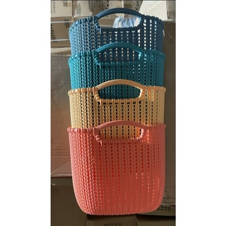 Rổ đựng quần áo, vật dụng nhựa đan giả mây có tay cầm phong cách Hàn Quốc 3 size (màu ngẫu nhiên) PGL