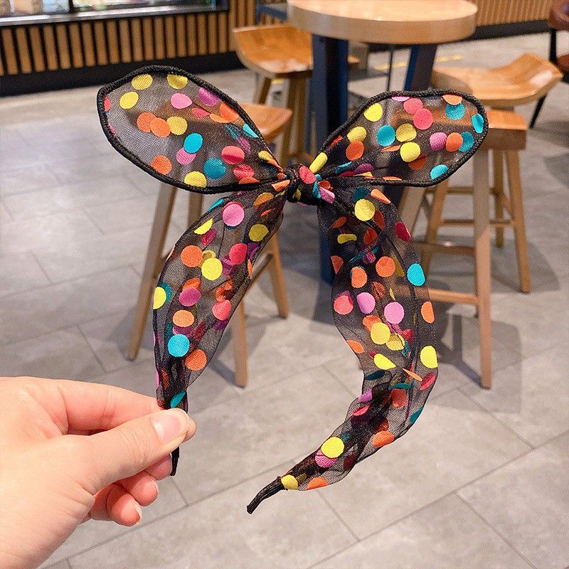 bờm tóc chấm bi kẹp tóc sét 3 họa tiết cho chị em phụ nữ phong cách hàn xẻng