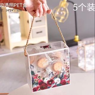 10 Hộp mica hoa liền dây xách đựng bánh, kẹo, mứt tết...