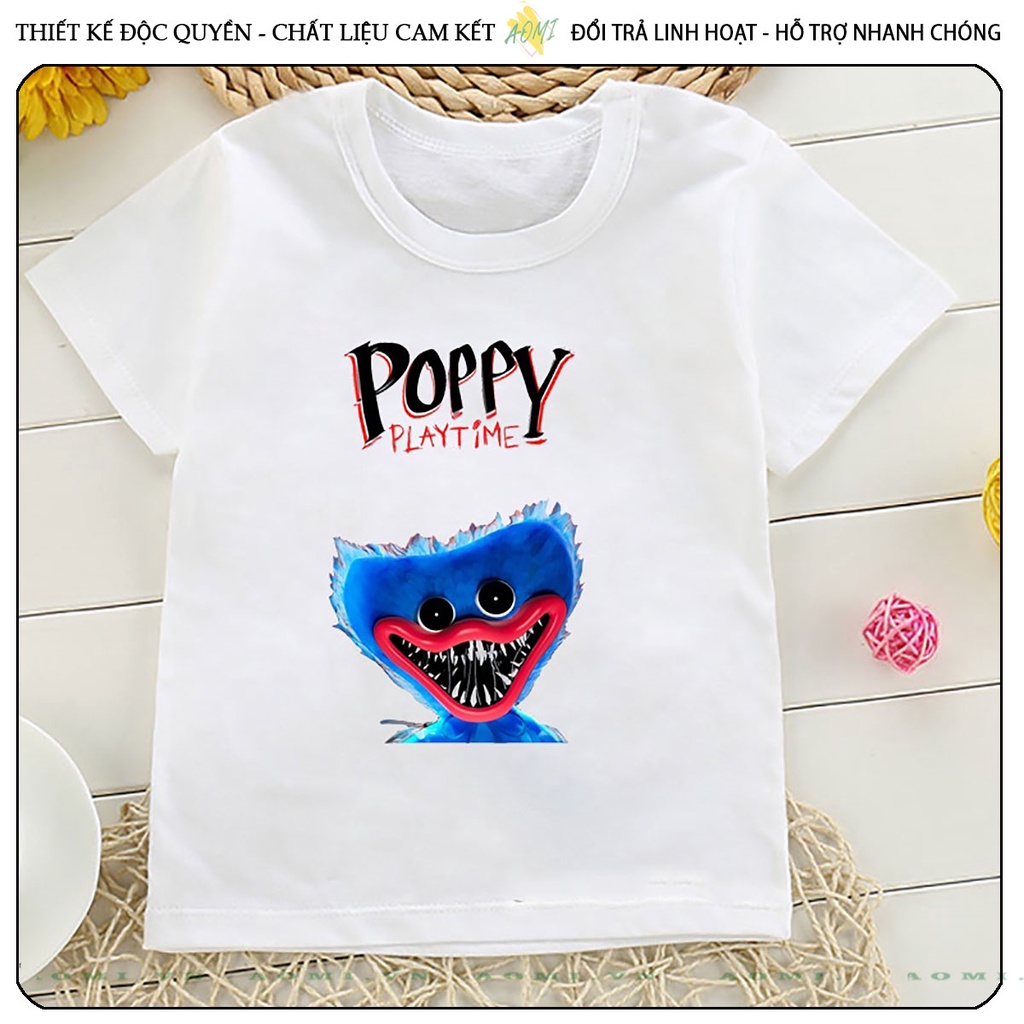 ÁO THUN UNISEX Huggy Wuggy TShirt Poppy PHÔNG NAM NỮ GIA ĐÌNH CẶP ĐÔI CÓ SIZE TRẺ EM CHO BÉ TRAI GÁI AOMIVN