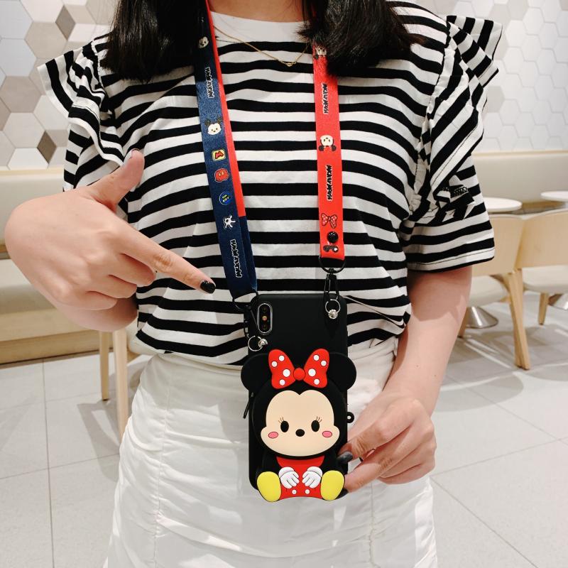 Ốp Điện Thoại Silicon Mềm Dạng Ví Hình Minnie Mickey 3D Cho Samsung NOTE 5 8 9 10 PLUS 20 ULTRA S10 Lite S10E