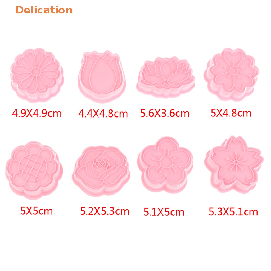 Set 8 Khuôn Nhựa Làm Bánh Quy Dạng Nhấn Hình Hoa Hoạt Hình 3D