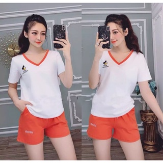 SET BỘ ĐÙI MẶC NHÀ PHỐI MÀU, CỔ TIM DỄ THƯƠNG, VẢI DÀY MỊN MÁT