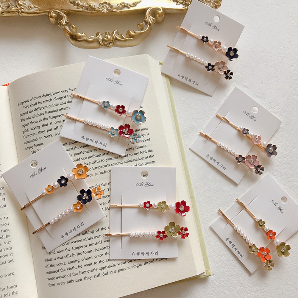 Set 2 Kẹp Tóc Đính Ngọc Trai Giả Thời Trang Cho Nữ