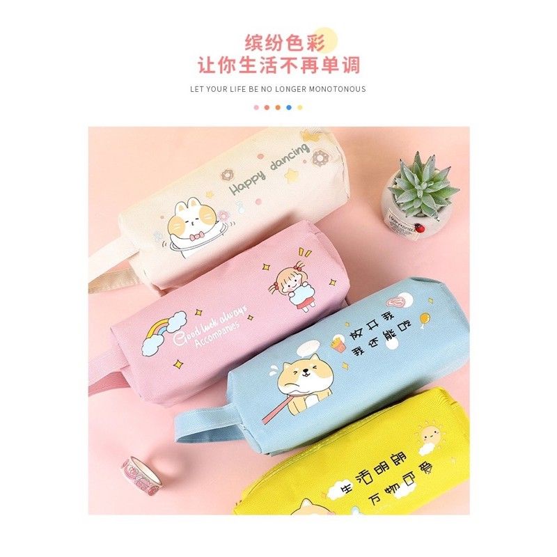 Hộp bút/túi bút 2 ngăn màu Pastel size lớn để vừa máy tính