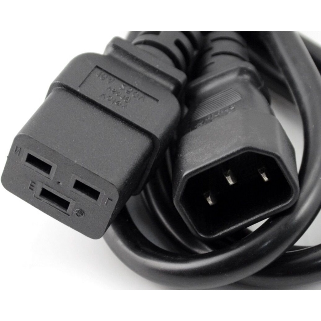 Dây nguồn UPS C14 to C19 lõi 3x2.08mm2 | 250V / 15A, màu đen chuẩn Mỹ