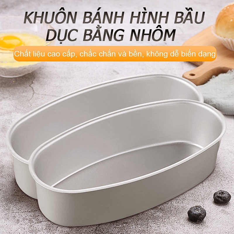 Set 10 khuôn làm bánh mini hình oval bằng hợp kim nhôm