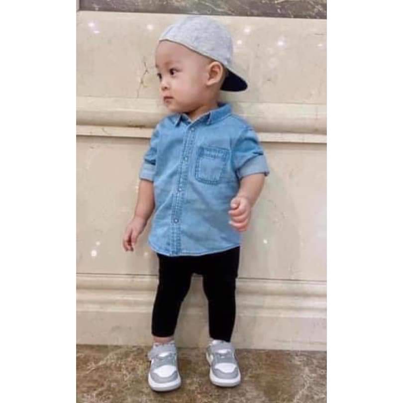 Áo sơ mi jean bò HM cho bé trai 8-18kg - Lagim House
