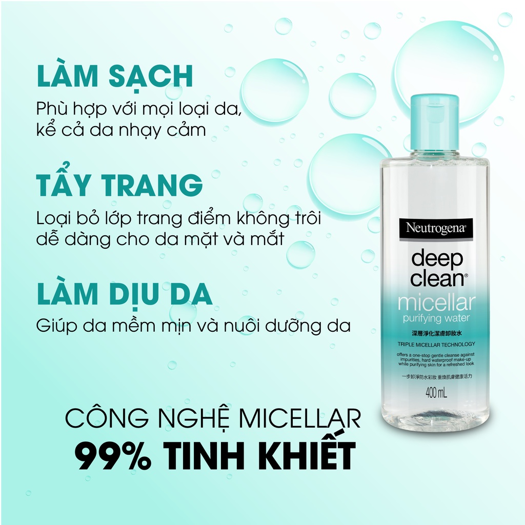 Nước tẩy trang Neutrogena Micellar - Dung tích 112ml-400ml