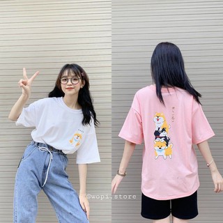 Áo Thun Tay Lỡ In CHÓ SHIBA INU Unisex (4 màu)