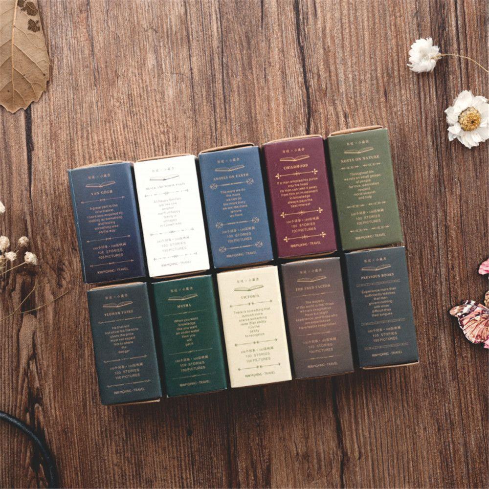 Set 100 Thẻ Giấy In Họa Tiết Phong Cách Retro Dùng Để Trang Trí Thiệp