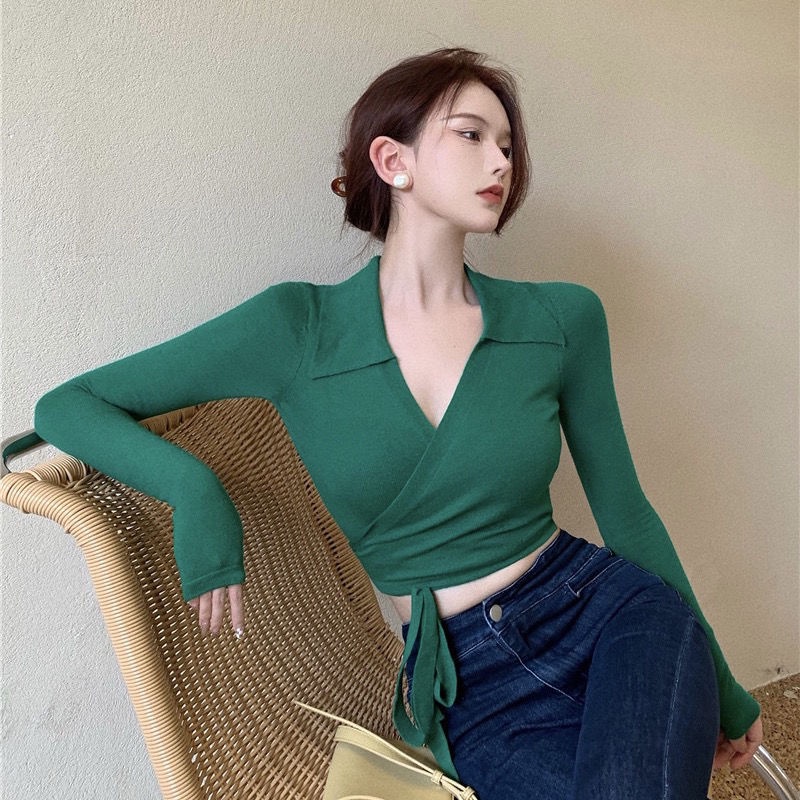 Áo Croptop Phối Dây Rút Thời Trang Mùa Hè Quyến Rũ Cho Nữ