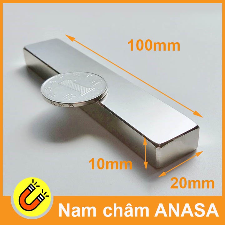 Nam châm 100x20x10mm loại từ tính siêu mạnh N35