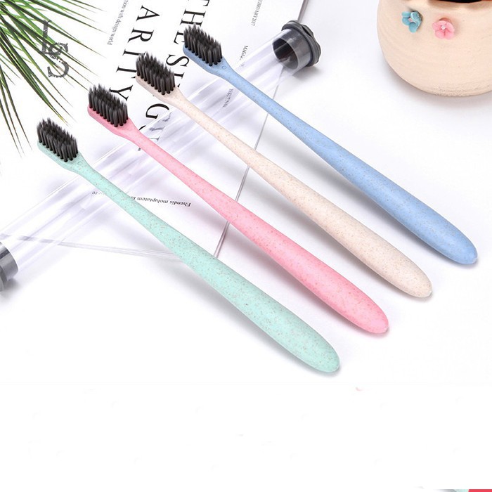 Bàn chải đánh răng làm từ lúa mạch - lông bàn chải làm từ than hoạt tính ( không hộp và có hộp )