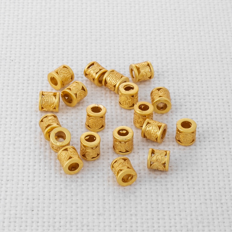 Set 10 Hạt Xâu Chuỗi Hình Trụ Dài 5 * 5mm Màu Vàng 18K Dùng Làm Trang Sức diy