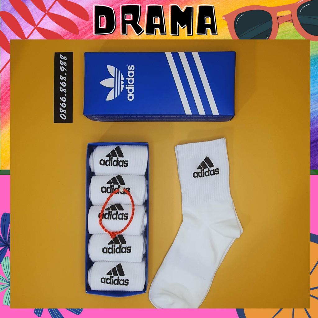 Tất nam cổ ngắn, Tất nữ ngắn cổ [Hộp 5 đôi Adidat] cotton dệt kim hàng dày xuất khẩu, hộp quà tặng PHỤ KIỆN DRAMA MS006