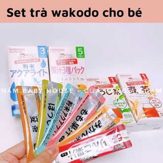 Set trà wakodo đủ vị cho bé từ 6 tháng - trà lúa mạch, trà điện giải, trà xanh, trà trái cây