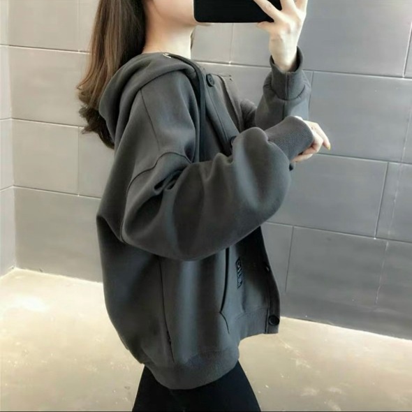 Áo Khoác Nỉ Nữ Dây Khóa Kéo Thêu Logo 63 Vải nỉ Dày Mịn Nón Lớn form Rộng Phối Túi NEW UNISEX