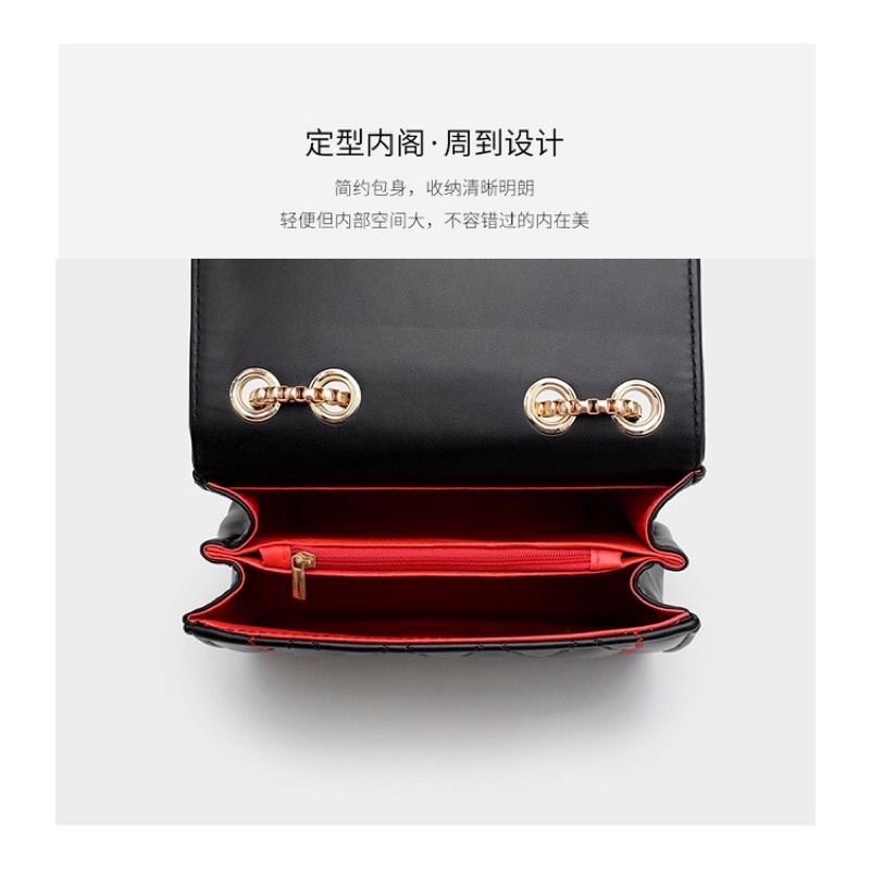 Túi đeo vai Túi đeo chéo khoá HÌNH THOI Chần Trám Dây đeo xích tròn