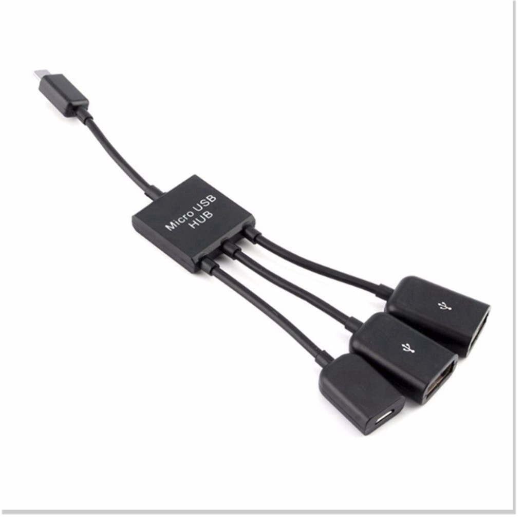 Cáp chuyển đổi 1 cổng Micro USB dương thành 1 cổng Micro USB âm và 2 cổng USB 2.0 âm cho điện thoại / máy tính bảng