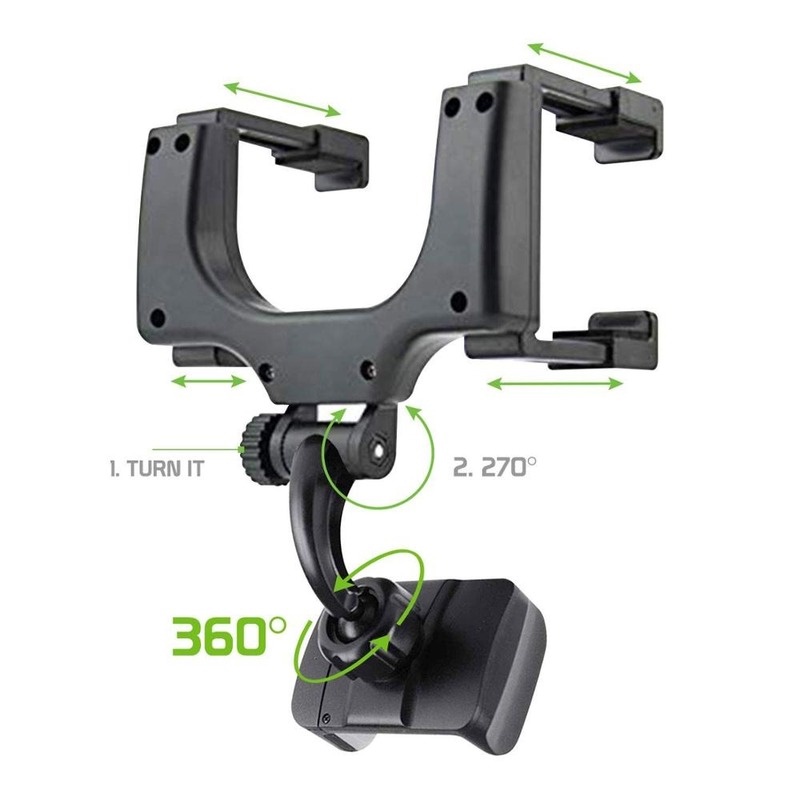 Giá Đỡ Điện Thoại/GPS Xoay 360 Độ Gắn Gương Chiếu Hậu Xe Hơi
