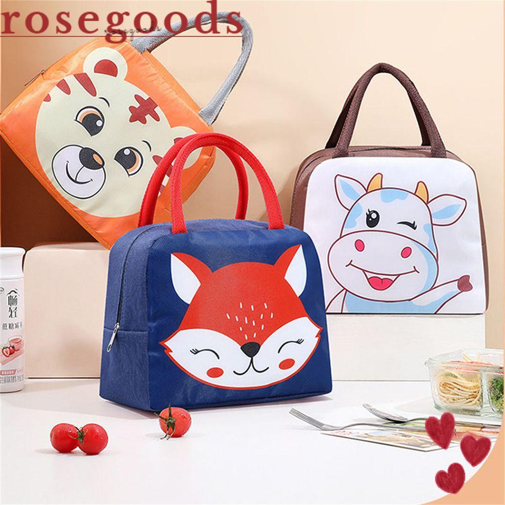 ☆Hoa Hồng☆ Túi Giữ Nhiệt Đựng Hộp Cơm Trưa In Họa Tiết Hoạt Hình Dễ Thương Cho Nữ