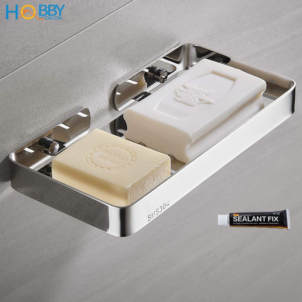 Khay đựng xà bông cục HOBBY Home Decor SB7 màu đen dán tường hoặc khoan - chuẩn Inox 304 không rỉ sét