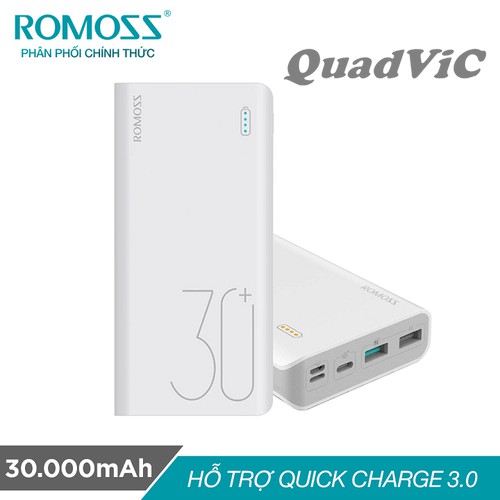 Pin Sạc Dự Phòng 30.000mAh Romoss Sense 8 Plus Sạc nhanh Lightning- Micro USB & Type- C 30000 mah