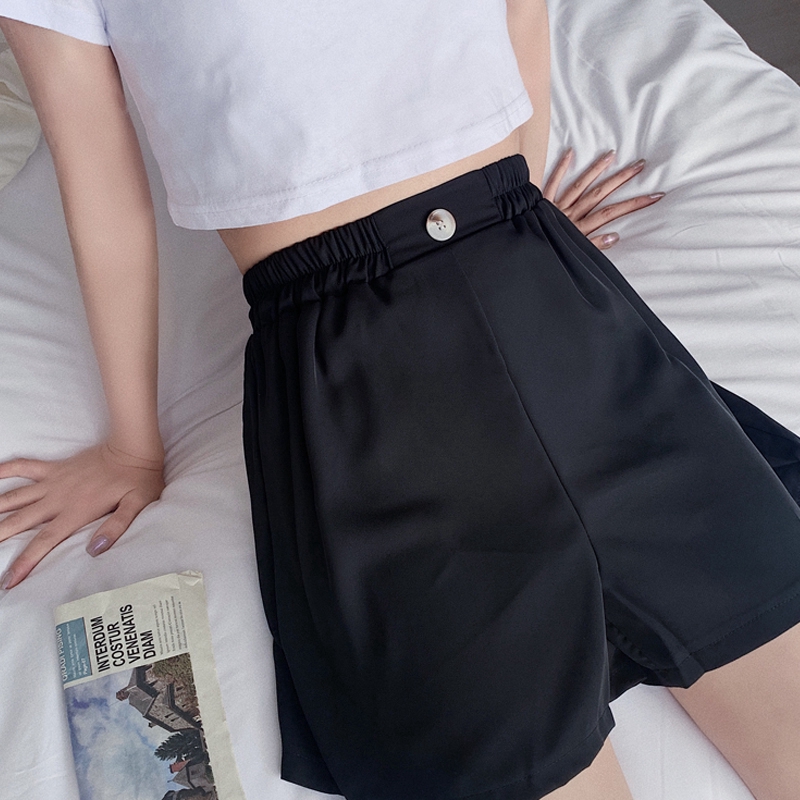 SUXI Quần Đùi Ống Rộng Lưng Cao Phong Cách Hàn Quốc Cho Nữ