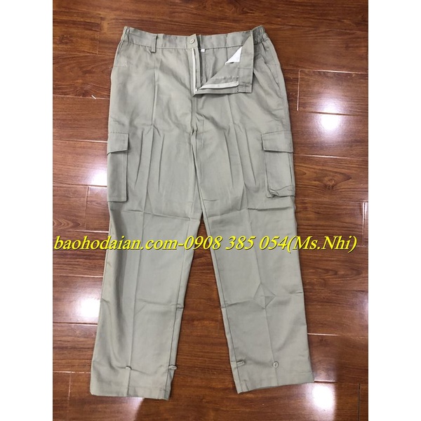 Quần áo bảo hộ lao động xám phối xanh dương chất vải Pangrim DA14