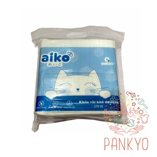 Aiko-Khăn vải khô đa năng bằng sợi bông siêu sạch (270 tờ/bịch)