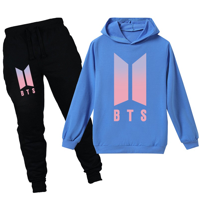 Thời Trang Set 2 Món Áo Hoodie + Quần Dài In Hình Nhóm Nhạc Bts Cho Bé