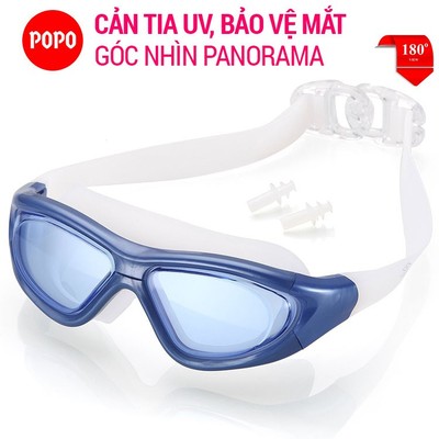 Kính bơi người lớn tầm nhìn rộng 180 độ, góc nhìn PANORAMA tráng gương, chống tia UV POPO