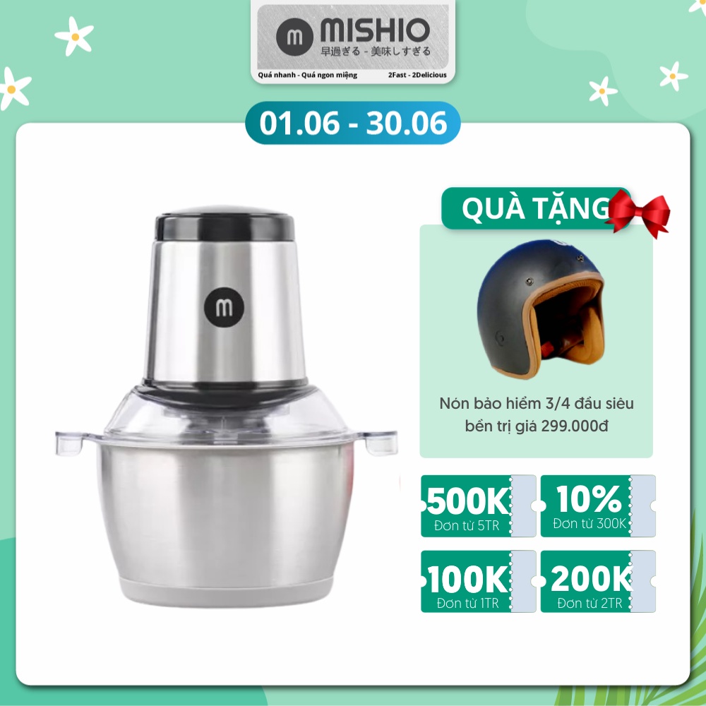 [Mã ELHADEV giảm 4% đơn 300K] Máy xay thịt đa năng cối inox Mishio MK157 1.8L