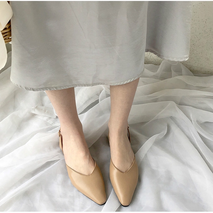 Giày Sandal Da PU Mũi Nhọn Thời Trang Mùa Hè Cho Nữ