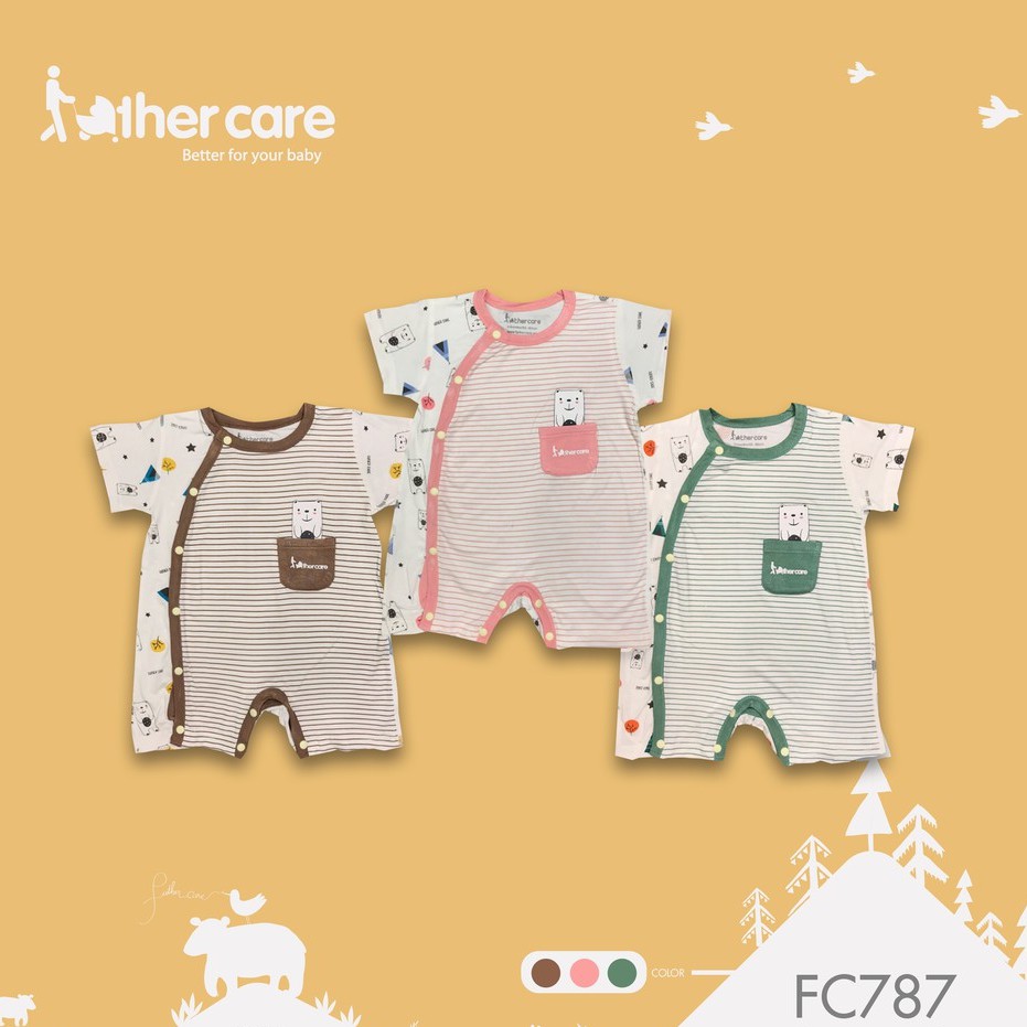 Body Cộc Tay sơ sinh họa tiết Gấu Trắng cài lệch HT-Kẻ - FatherCare FC787