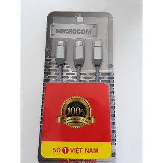 Cáp sạc 3 đầu dây microcom chính hãng bh 12 tháng